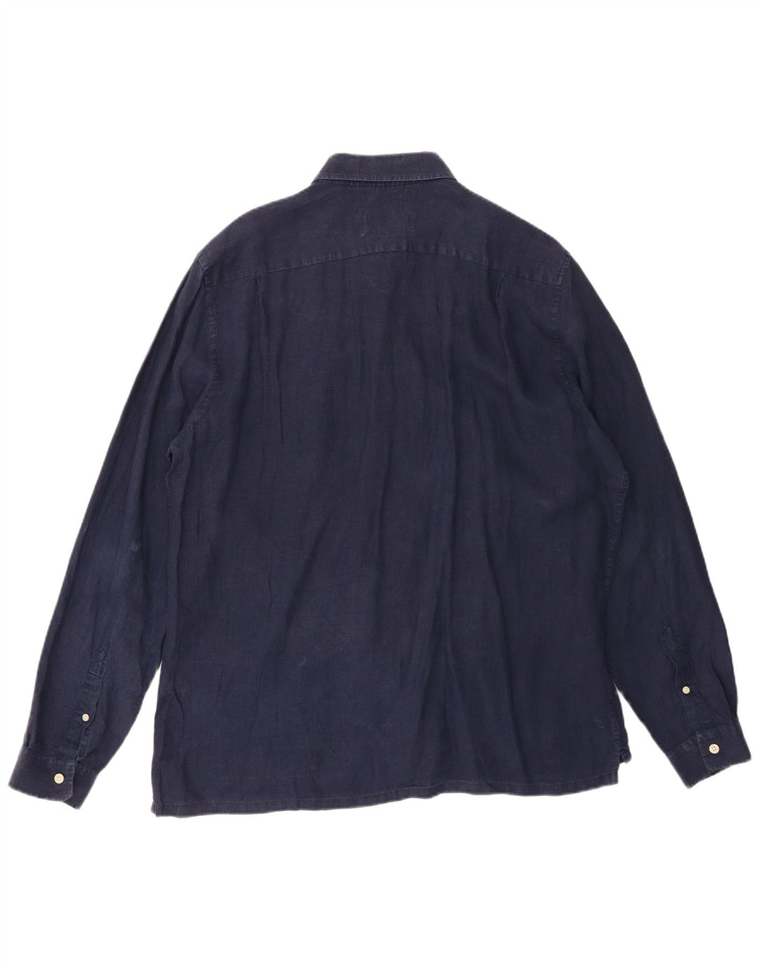 LACOSTE Мужская рубашка стандартного кроя, размер 43, большая, темно-синяя, льняная