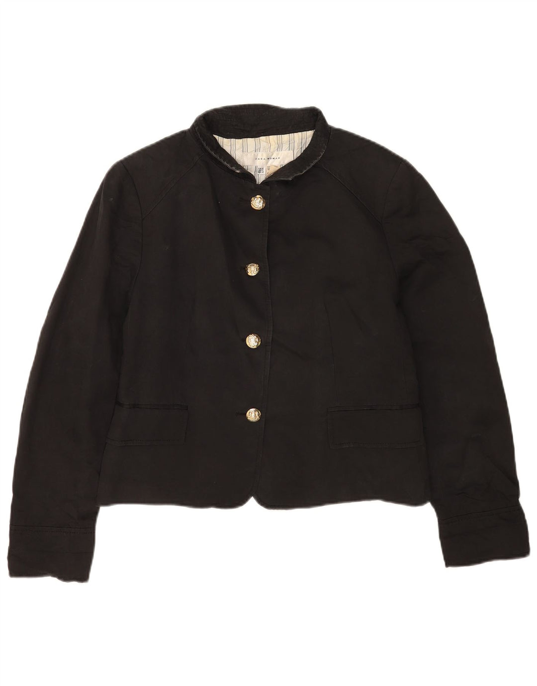 Женский укороченный бомбер Zara UK 18 XL, черный хлопок