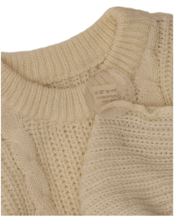 Винтажный женский джемпер с круглым вырезом, большой размер, Великобритания, белая шерсть