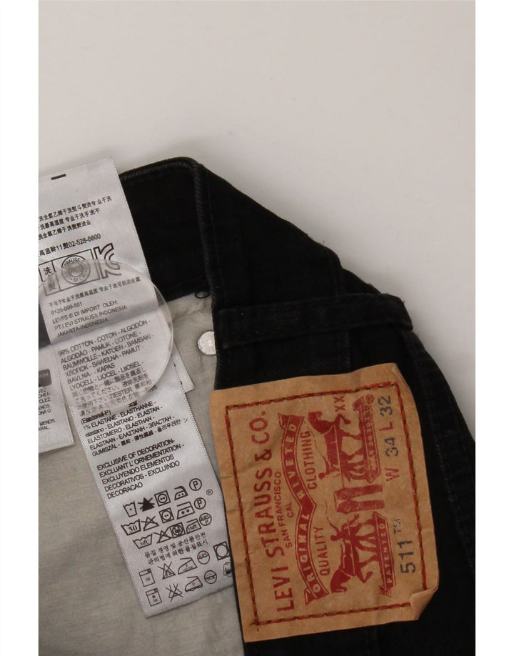 Мужские джинсы LEVI'S 511 Slim W34 L32, черный хлопок