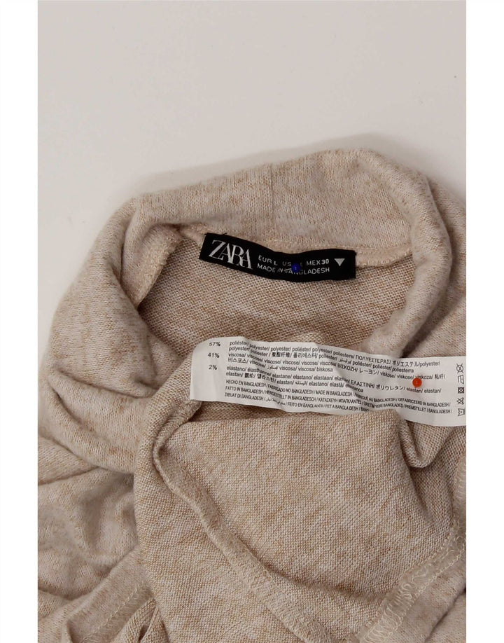 Женский топ Zara с длинным рукавом UK 14, большой бежевый полиэстер с крапинками