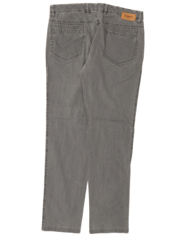 Bugatti Mens Straight Chino Trousers EU 52 XL W34 L31 Grey Cotton