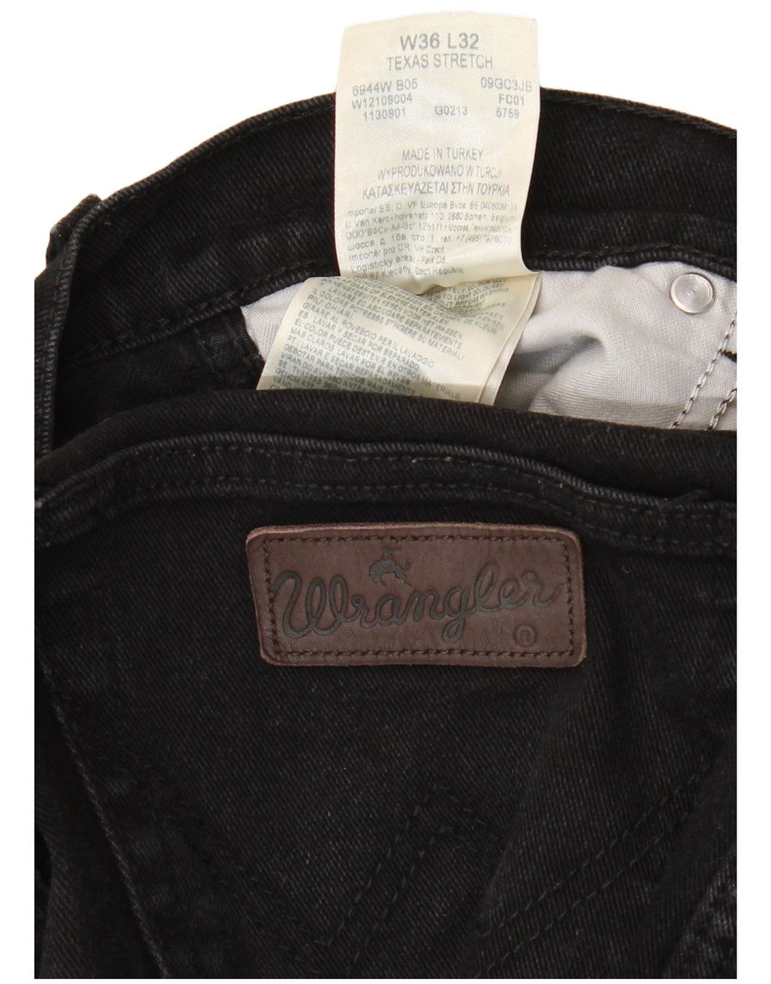 Мужские прямые джинсы WRANGLER Texas Stretch W36 L32, черный хлопок