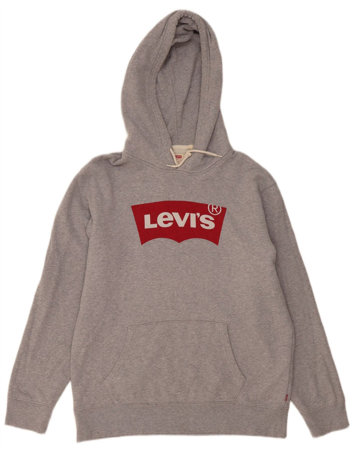 Мужской джемпер с капюшоном Levi's с рисунком, средний серый хлопок с крапинками