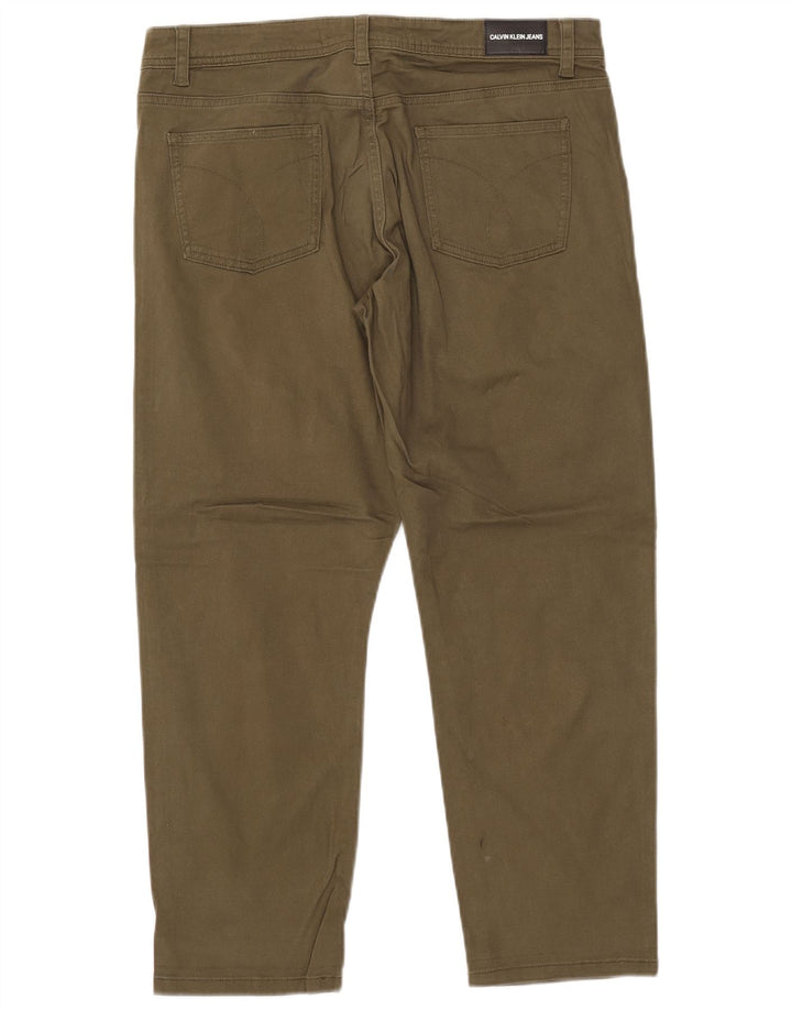 CALVIN KLEIN Женские зауженные укороченные брюки США 12, большие W34 L26, хаки