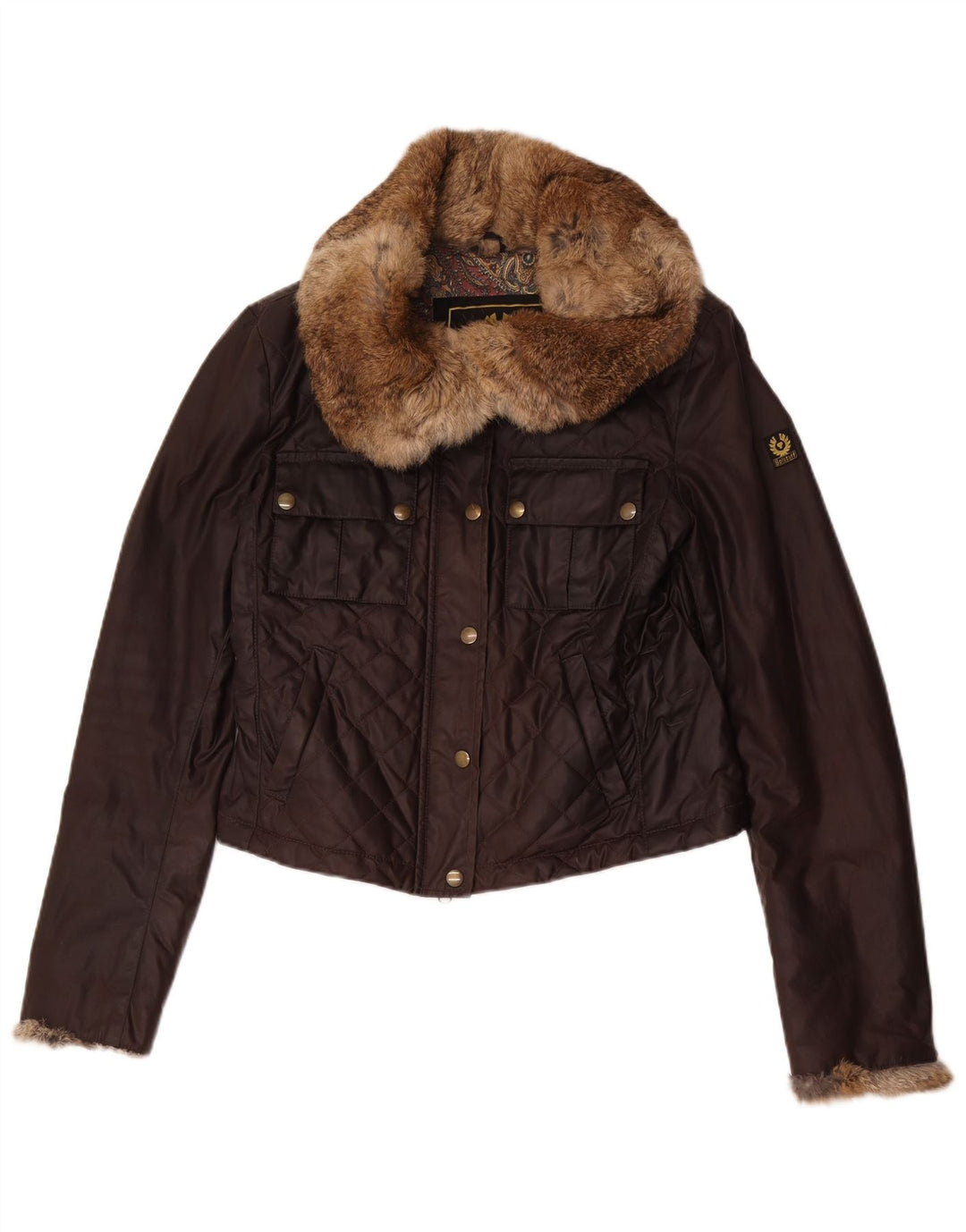 Belstaff Женская укороченная стеганая куртка IT 44 Средне-коричневый хлопок