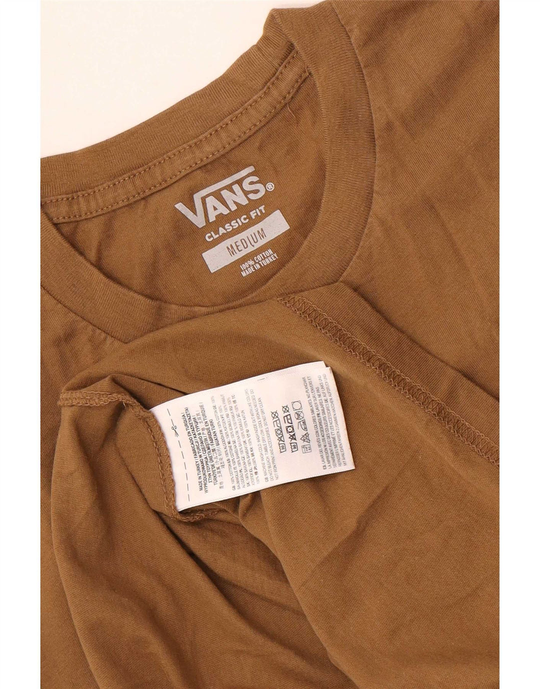 Мужская футболка классического кроя с рисунком Vans, хлопковый топ среднего бежевого цвета