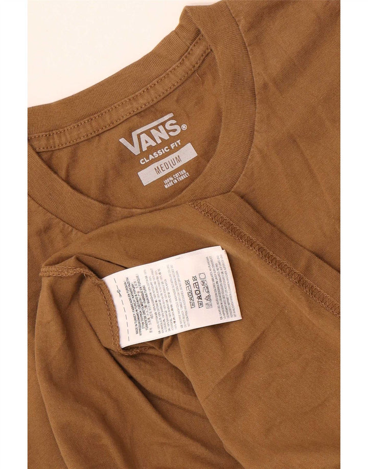 Мужская футболка классического кроя с рисунком Vans, хлопковый топ среднего бежевого цвета