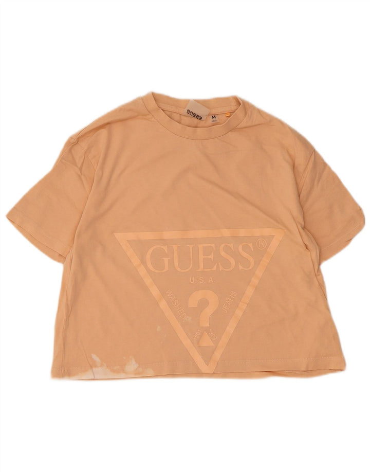 Женская укороченная футболка с рисунком Guess UK 12, средний оранжевый цвет