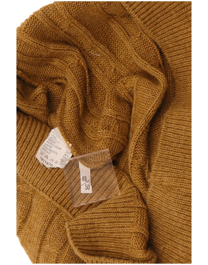 VINTAGE Mens Crew Neck Jumper Sweater IT 48/50 Medium Brown Acrylic