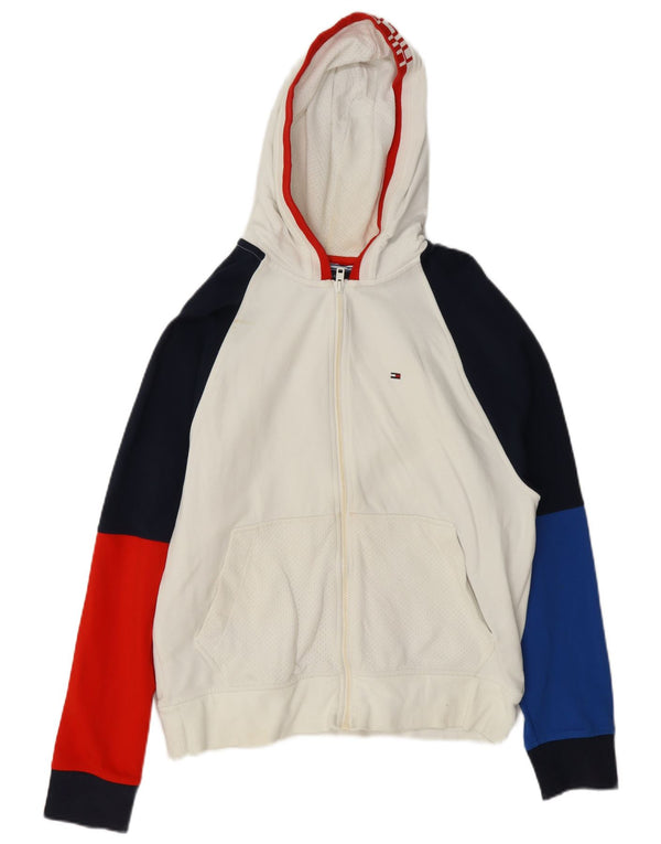 Мужской свитер с капюшоном и молнией с графическим рисунком Tommy Hilfiger, маленький белый с цветными блоками
