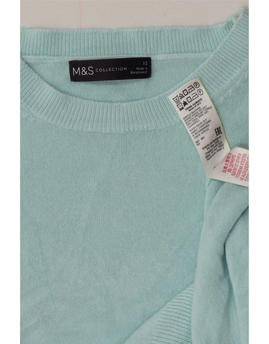 Женский джемпер с круглым вырезом Marks & Spencer UK 12, средний бирюзовый