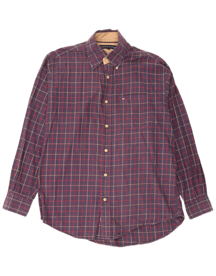 Мужская фланелевая рубашка Tommy Hilfiger, маленькая, темно-синяя, хлопковая в клетку