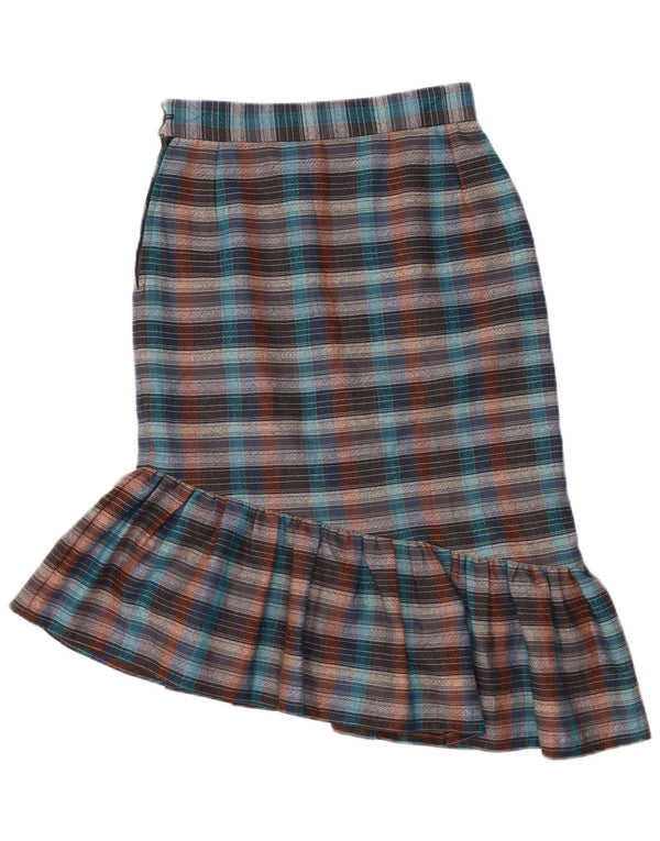 VINTAGE Женская асимметричная юбка-труба W26, маленькая разноцветная клетка