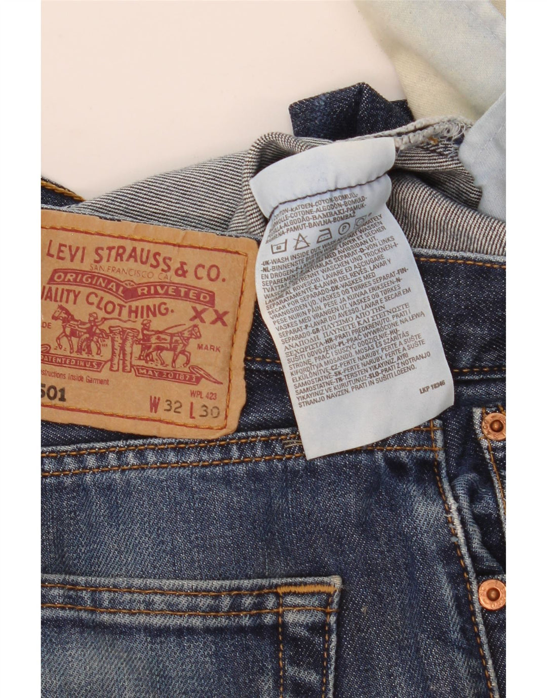 Мужские прямые джинсы Levi's 501 W32 L30 синие, хлопок