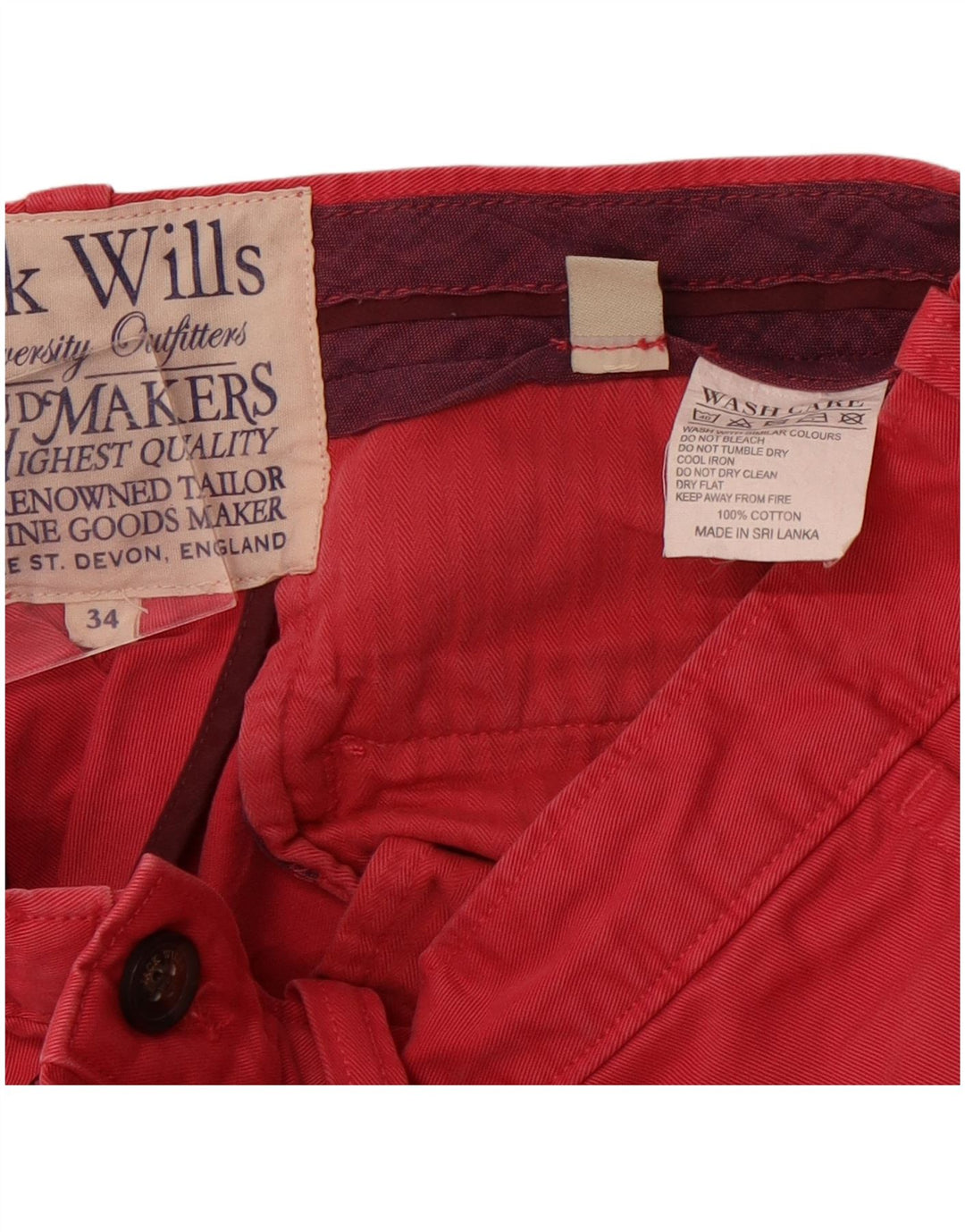 Мужские шорты чинос Jack Wills W34, большие розовые, хлопок