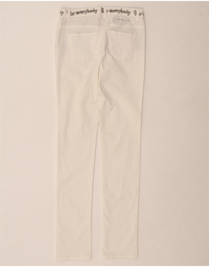 DESIGUAL Womens Graphic Slim Casual Trousers W28 L31 White Polyester