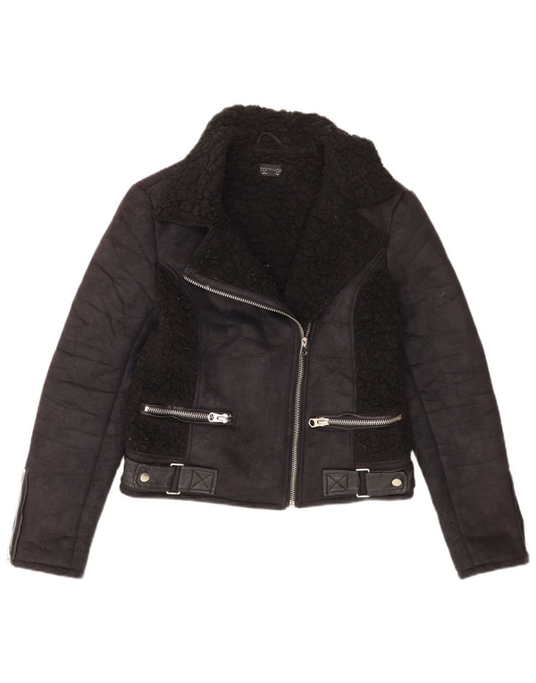 Женская куртка Topshop из шерпы UK 10, маленькая, черная