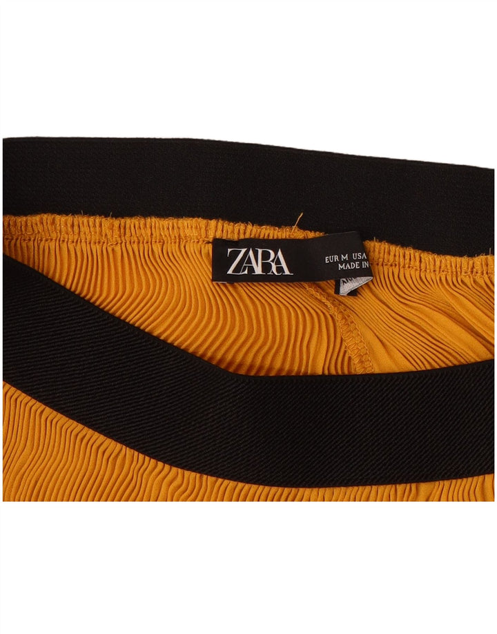 ZARA Womens Wide Leg Capri Trousers Medium W28 L21 Yellow Colourblock