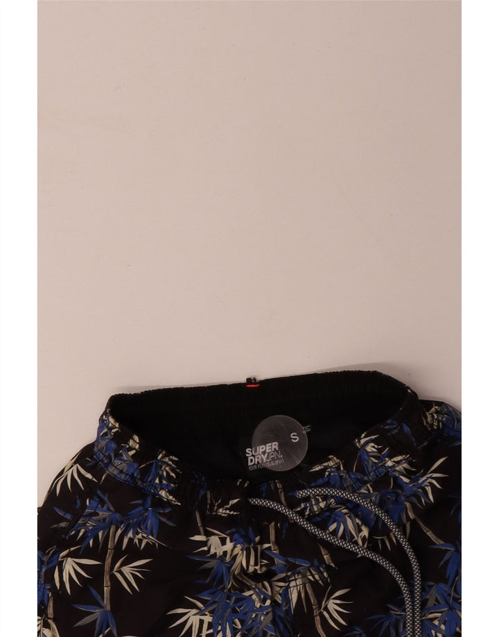 SUPERDRY Женские шорты для плавания, маленькие черные с цветочным принтом, полиэстер