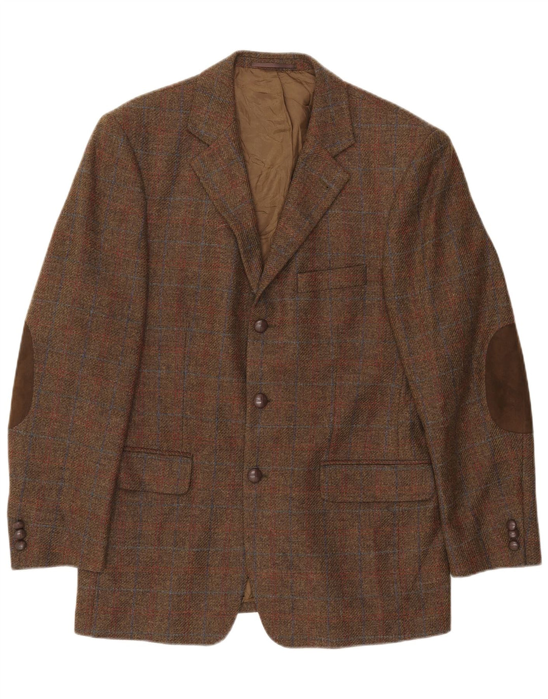 Мужской пиджак Gilberto с 3 пуговицами UK 40, большая коричневая клетка в клетку из натуральной шерсти