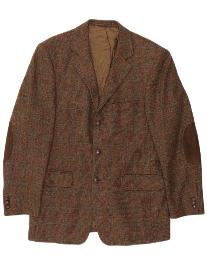 Мужской пиджак Gilberto с 3 пуговицами UK 40, большая коричневая клетка в клетку из натуральной шерсти