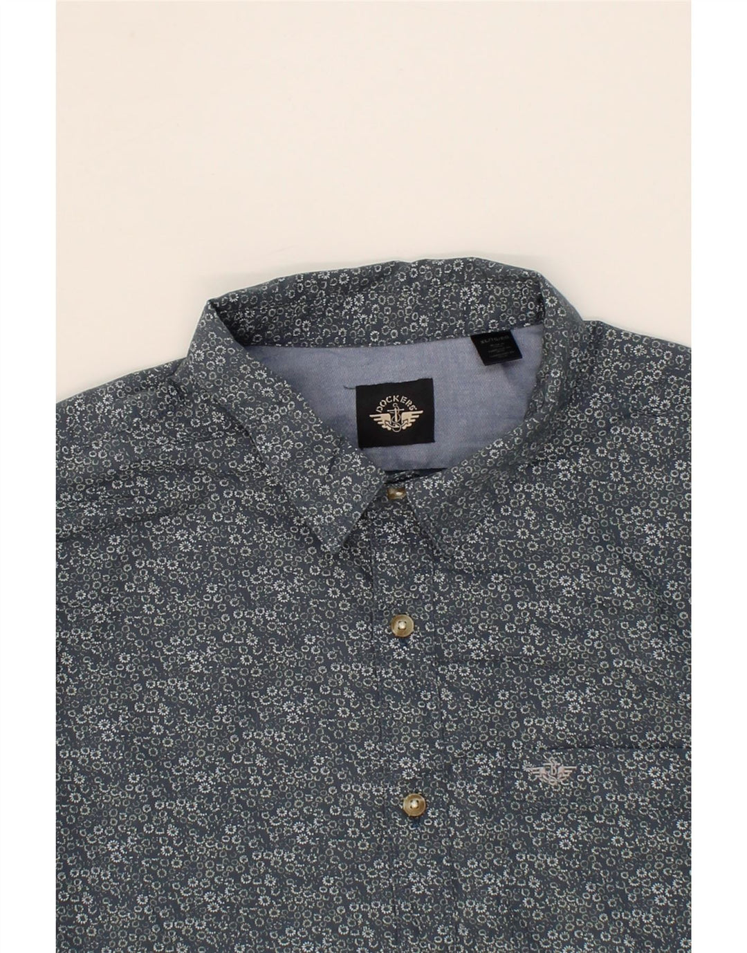 DOCKERS Mens Shirt XL Blue Floral Cotton Vintage Dockers and Second-Hand Dockers from Messina Hembry 