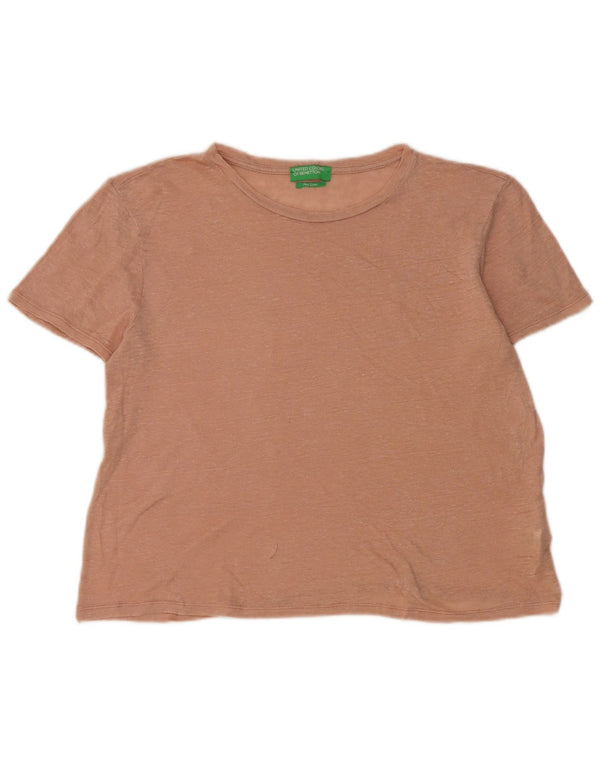 Женская укороченная футболка свободного кроя Benetton Top UK 10, маленький розовый лен