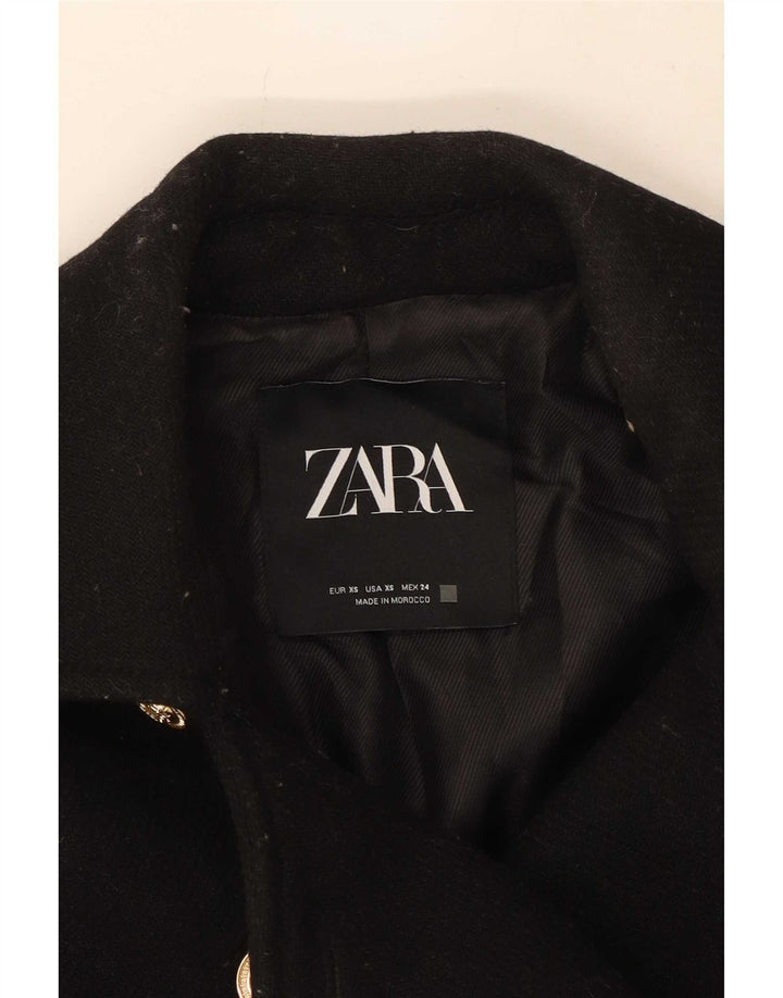 Женское двубортное пальто Zara UK 6 XS, черное, шерсть