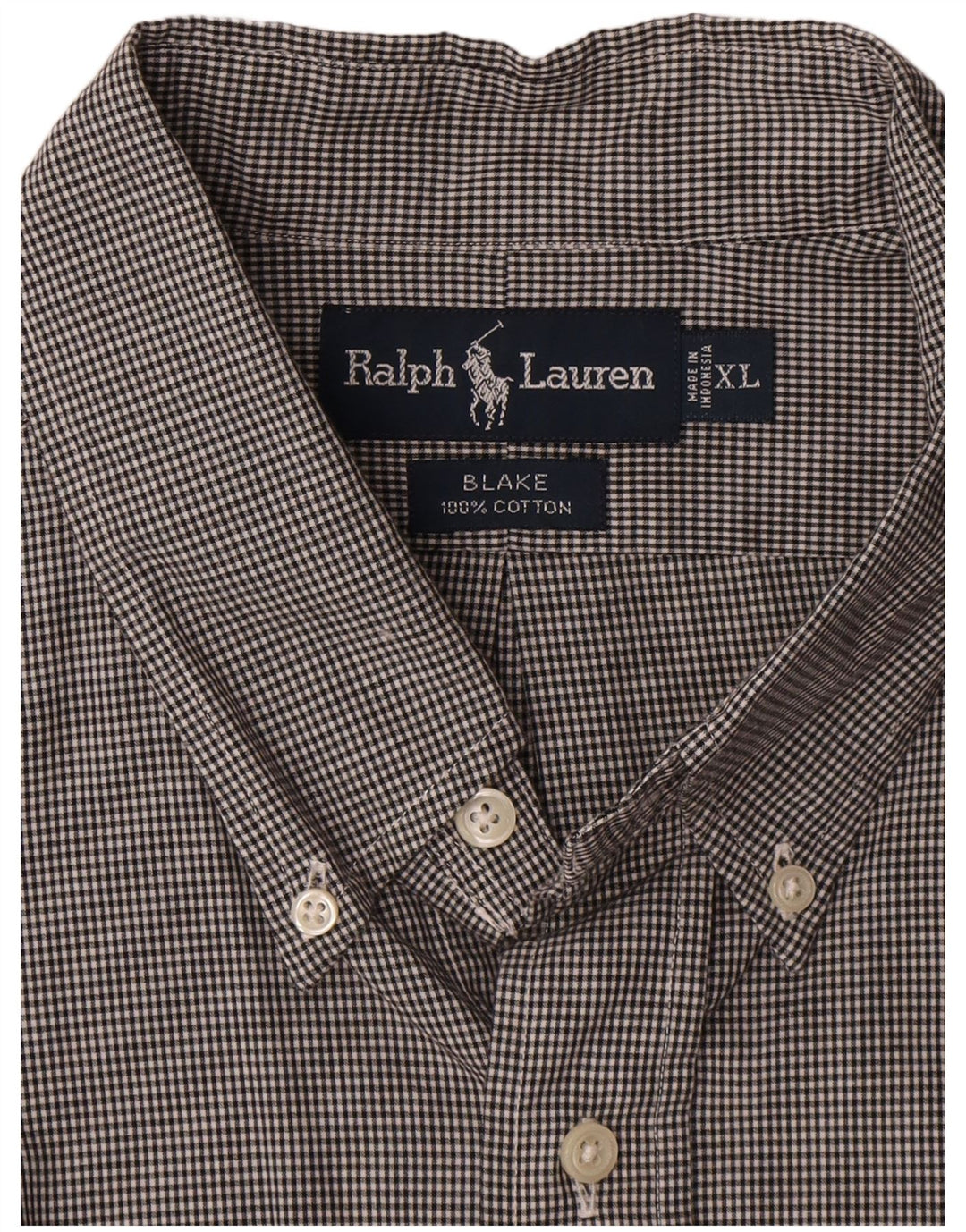 Мужская рубашка Blake Ralph Lauren XL серого цвета в мелкую клетку из хлопка