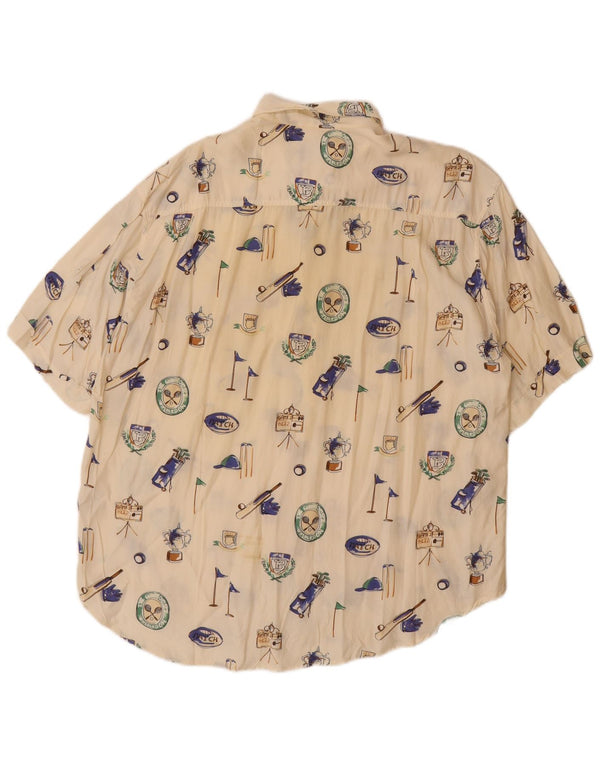 Мужская рубашка с коротким рукавом BARONI, белая, вискоза, большой размер