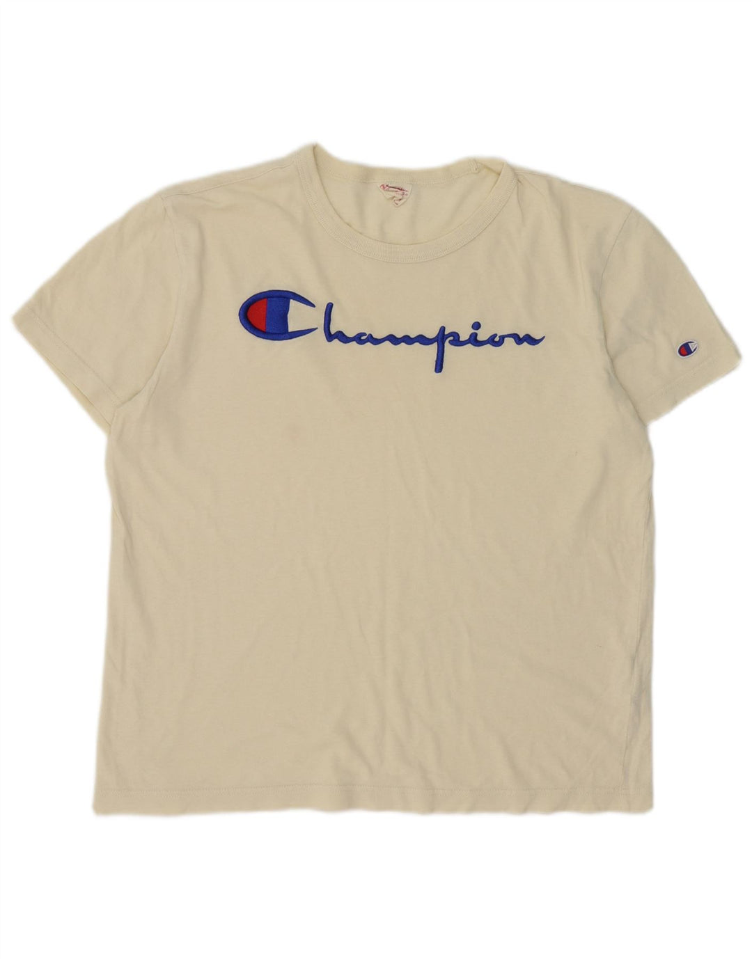 Мужская футболка Champion с рисунком, топ среднего размера, белый хлопок