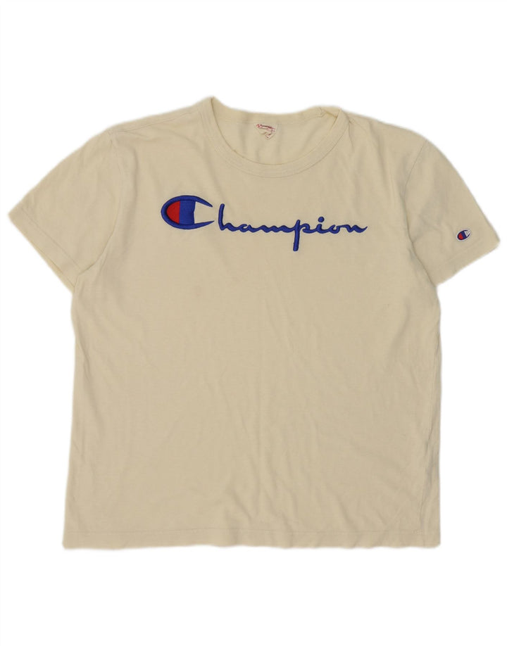 Мужская футболка Champion с рисунком, топ среднего размера, белый хлопок