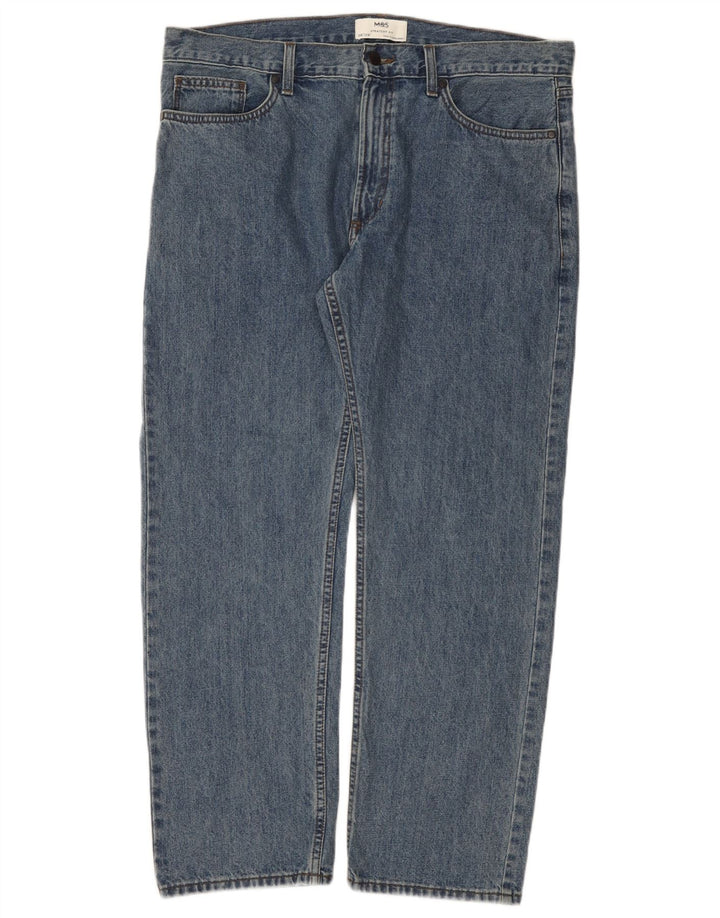 Мужские прямые джинсы Marks & Spencer W38 L29 синие, хлопок