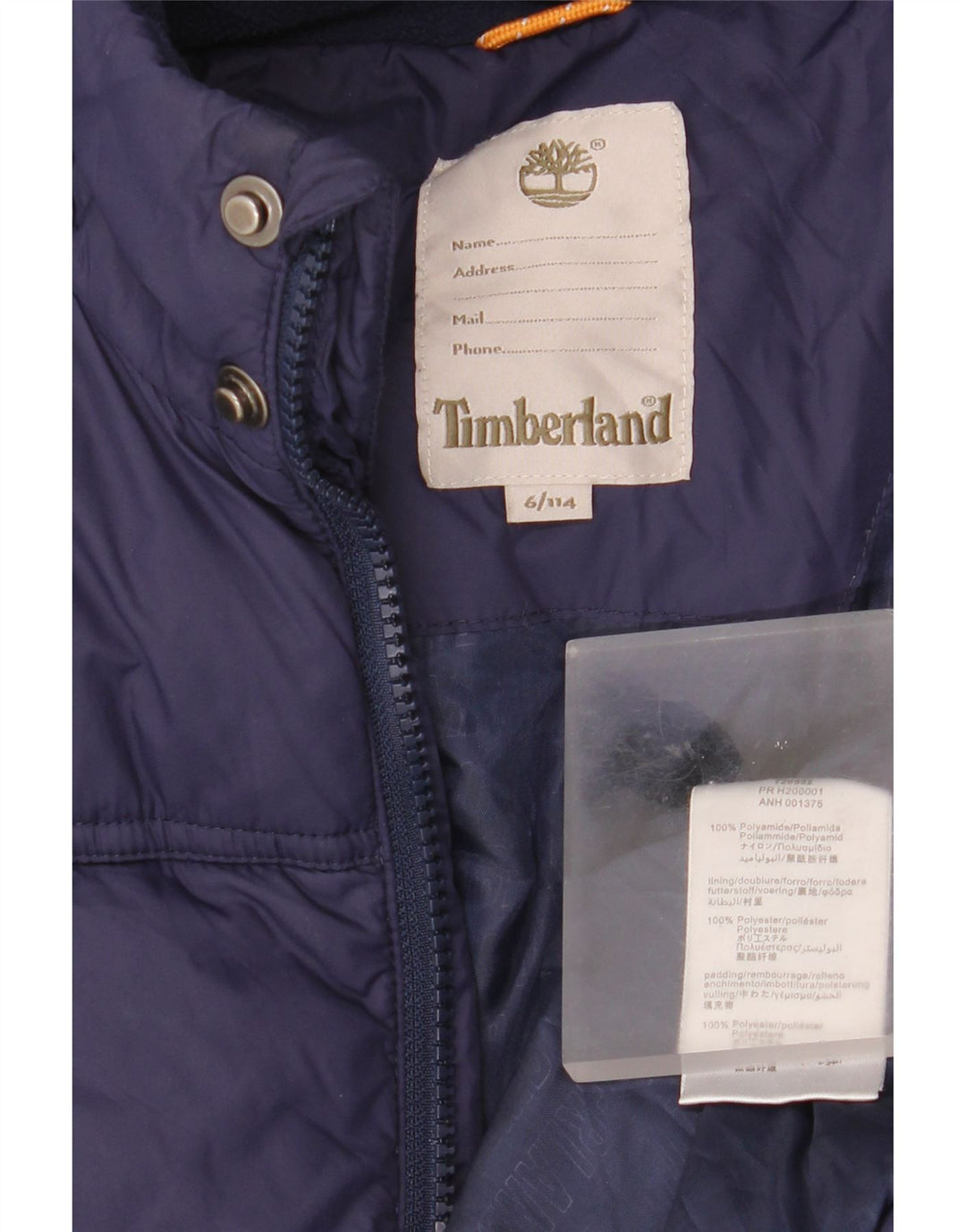 Утепленная куртка Timberland для мальчиков с капюшоном 5-6 лет Темно-синяя из полиамида