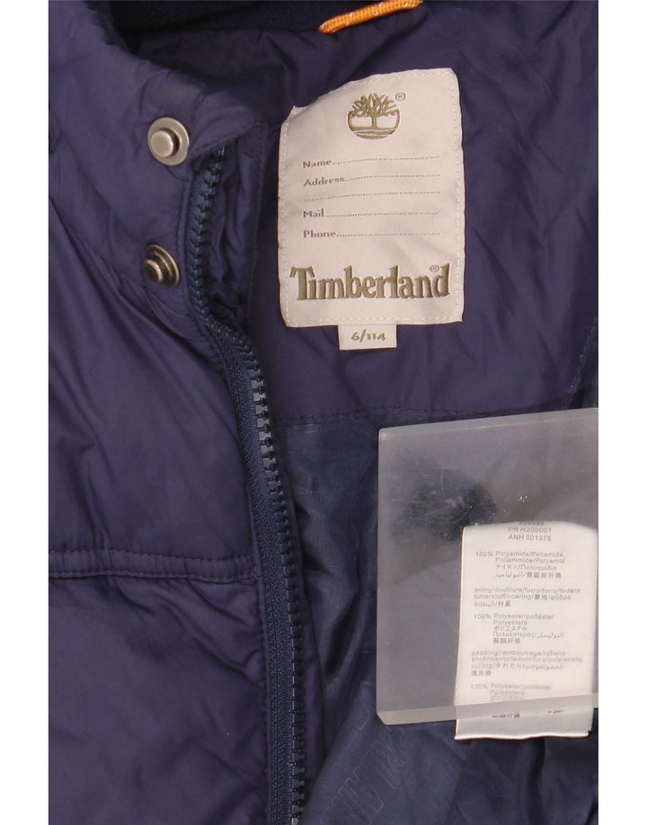 Утепленная куртка Timberland для мальчиков с капюшоном 5-6 лет Темно-синяя из полиамида