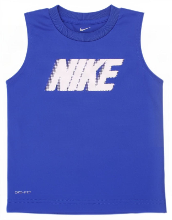 Майка с графическим рисунком Nike для мальчиков Dri Fit, синий полиэстер, 2–3 года