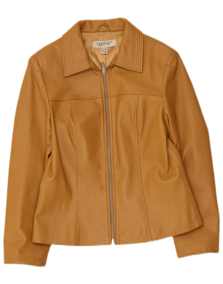Женская кожаная куртка TOGETHER UK 8 маленькая бежевая кожаная