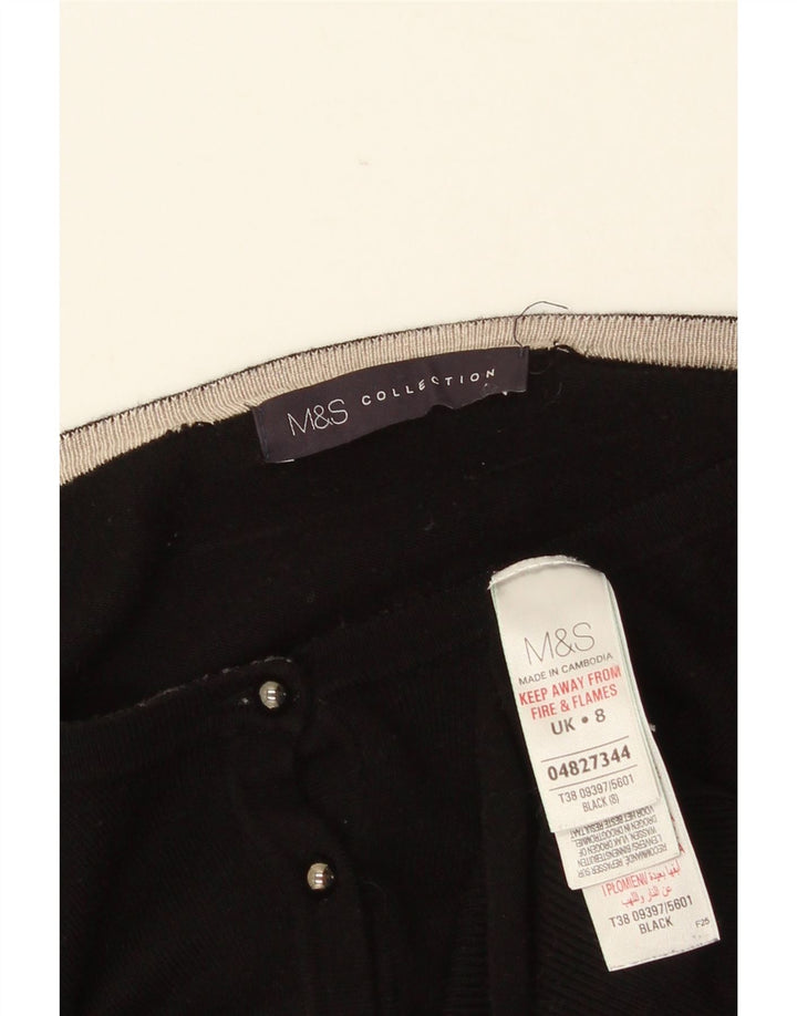 Женский укороченный кардиган MARKS & SPENCER UK 8, маленький, черный, вискоза