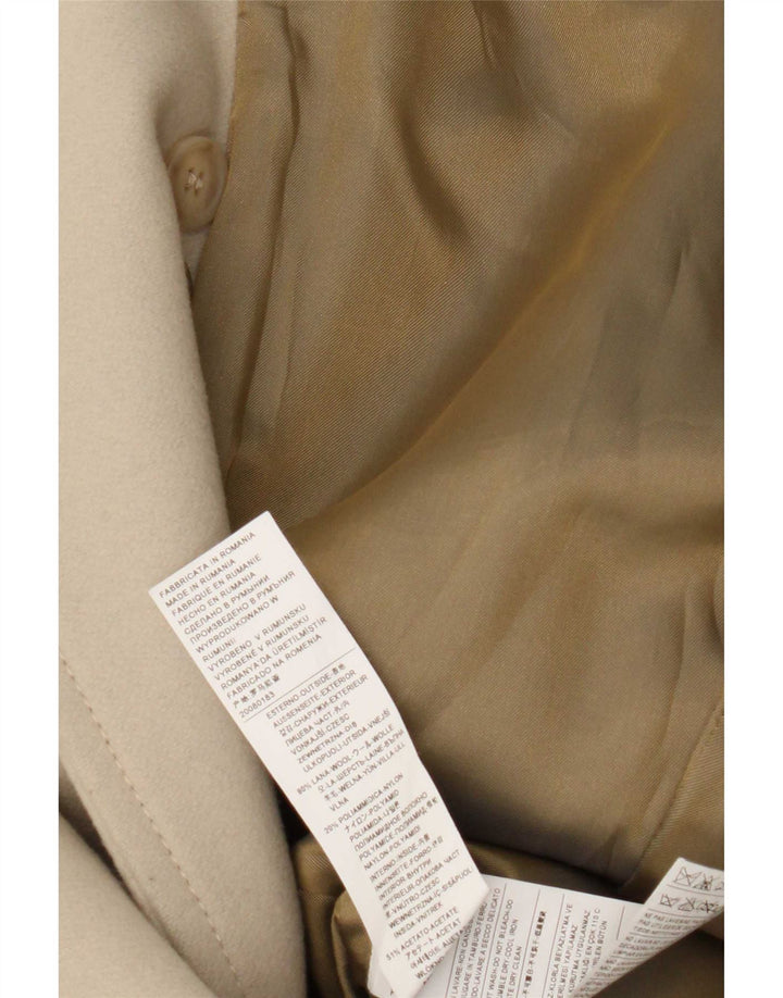 Женское двубортное пальто Sisley IT 40, маленькое, бежевое, шерсть