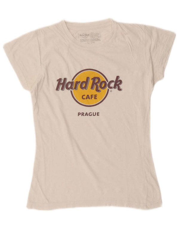 Женская футболка с графическим рисунком Hard Rock Cafe Prague Top UK 10, маленькая белая хлопковая футболка