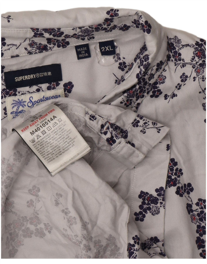 Мужская рубашка с коротким рукавом Superdry 2XL, серая, из модала с цветочным принтом
