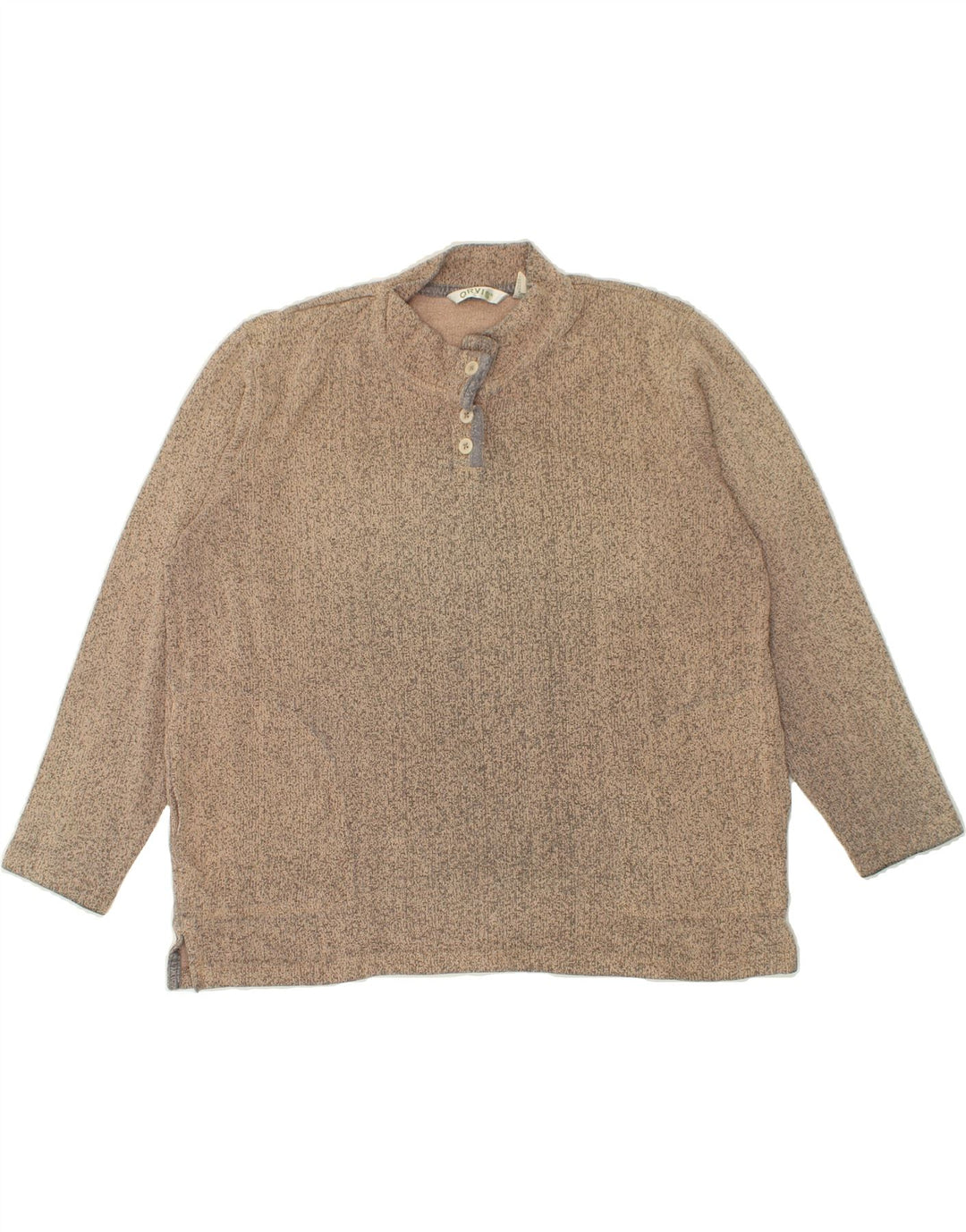 ORVIS Womens Oversized Button Neck Sweatshirt Jumper UK 16 Large Beige Vintage Orvis and Second-Hand Orvis from Messina Hembry 