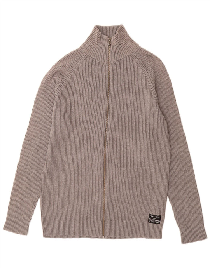 Мужской кардиган Jack & Jones, хлопковый свитер среднего серого цвета