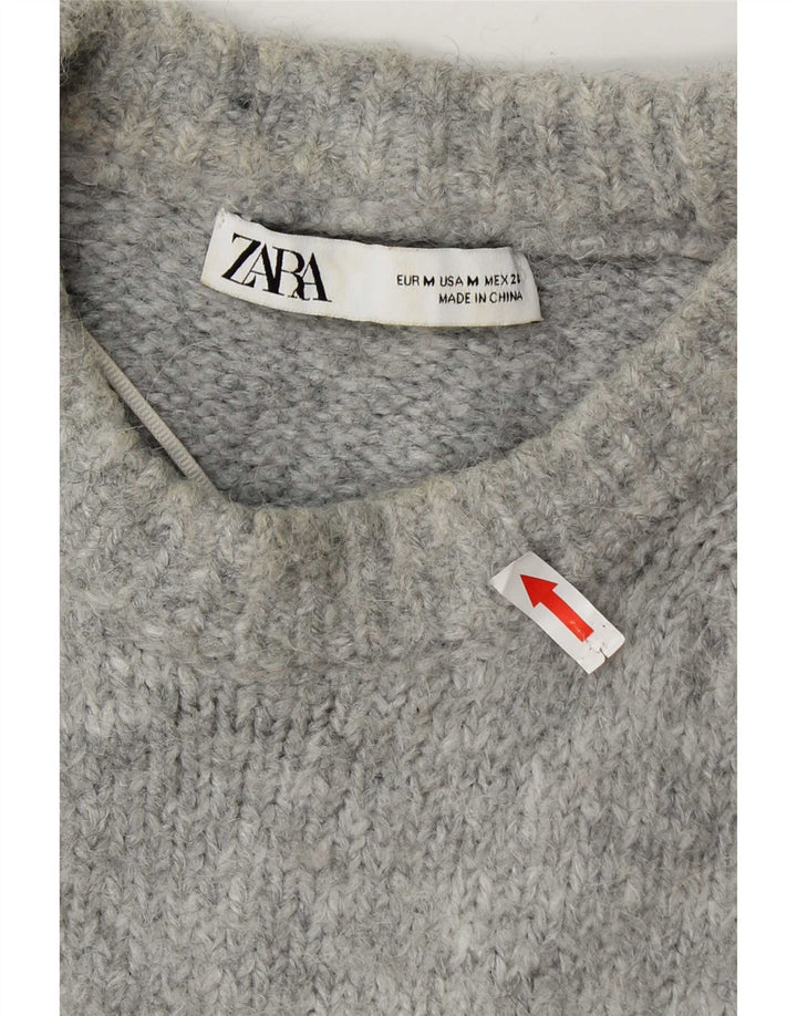 Женский свободный джемпер с круглым вырезом Zara UK 14, средний серый акрил