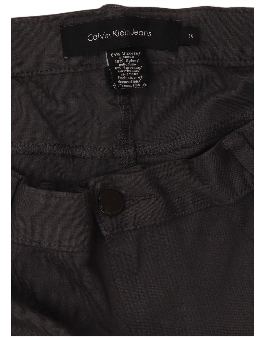 CALVIN KLEIN Женские узкие повседневные брюки США 14 XL W34 L32 Серые вискозные