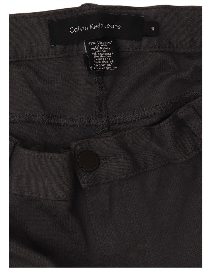 CALVIN KLEIN Женские узкие повседневные брюки США 14 XL W34 L32 Серые вискозные