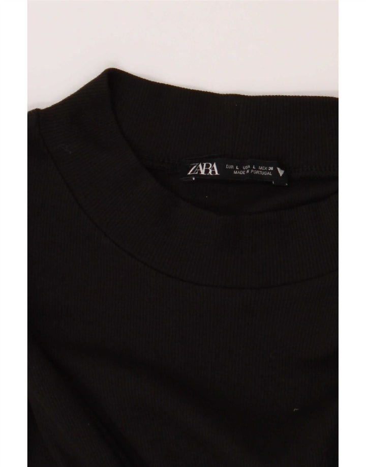 Женское базовое платье Zara с длинным рукавом UK 14, большое черное