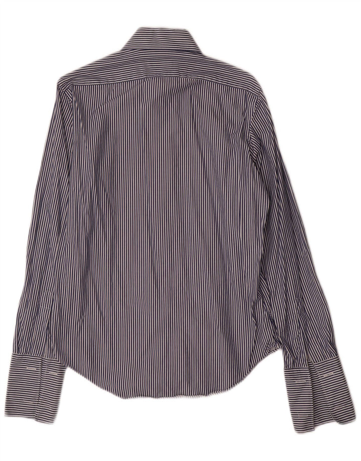 Мужская деловая рубашка Massimo Dutti, размер 39 15 1/2, средний темно-синий в полоску