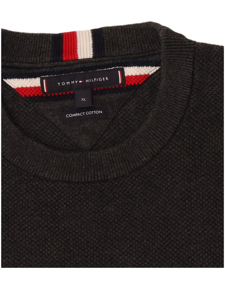 Мужской джемпер с круглым вырезом Tommy Hilfiger XL, серый хлопок